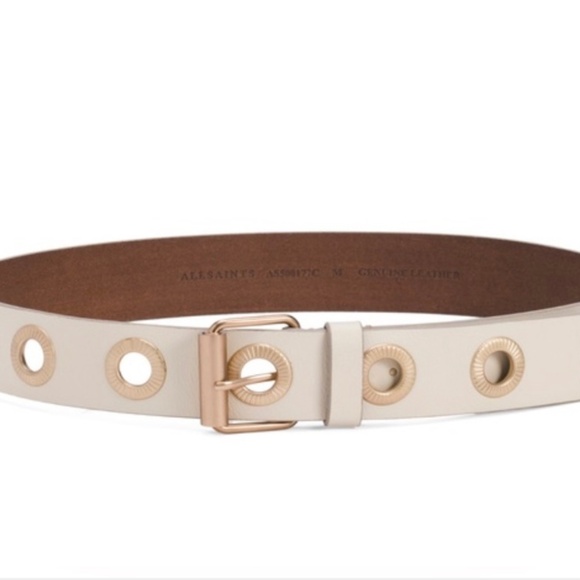 ALLSAINTS Leather Eyelet Belt Ivory SZ L main image 6